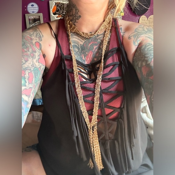 Super long gold chain mesh necklace  BUNDLE! 3 for $15 or 4 for $20 - Picture 5 of 6